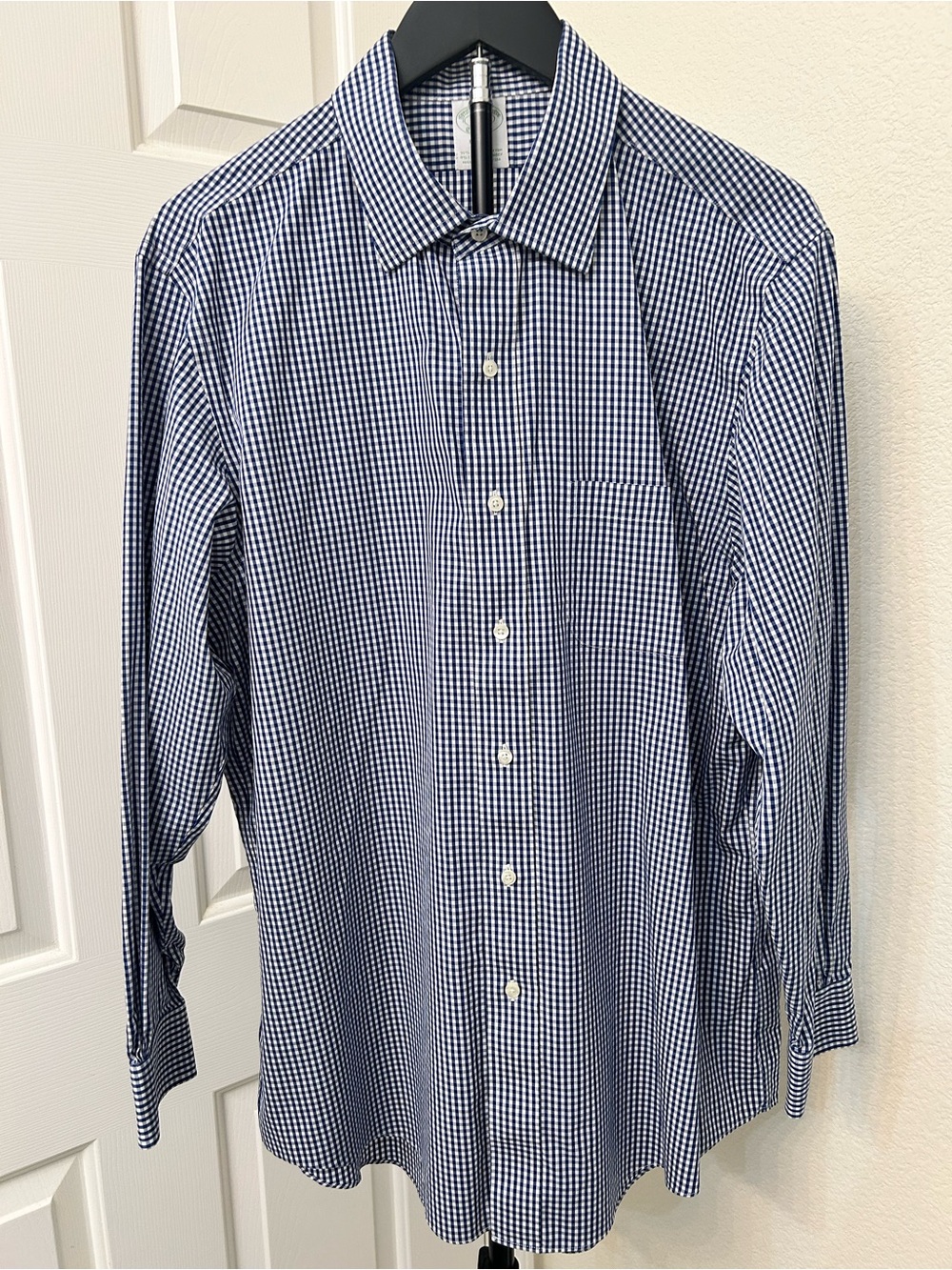 Brooks Brothers Navy and White Gingham Dress Shirt